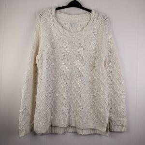 New york and Company white and gold sweater Large